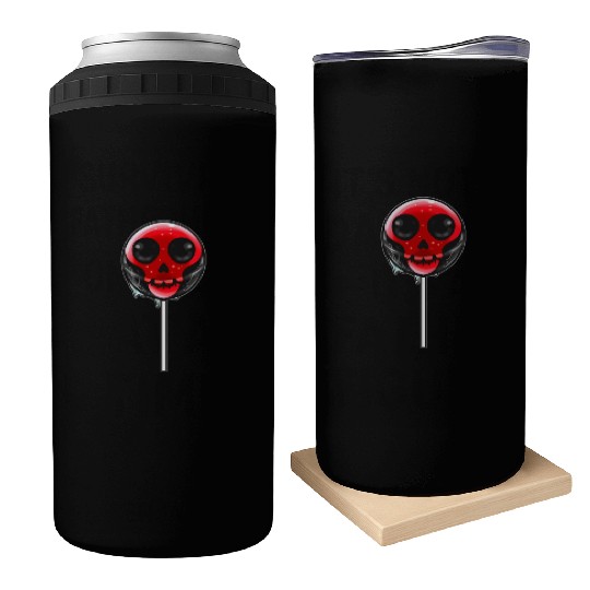 Red Skull Lollipop Trick Or Treat Halloween Can Coolers
