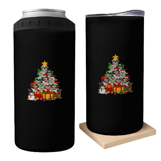 Tree Lights Shih Tzu Dog Puppy Can Coolers