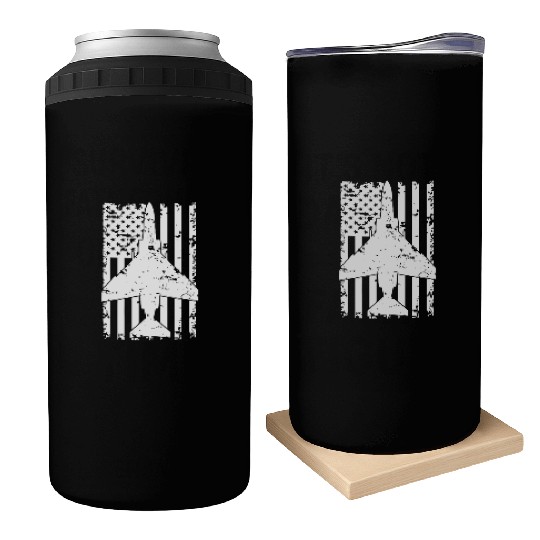 F 4 Phantom II Fighter Jet Patriotic Can Coolers