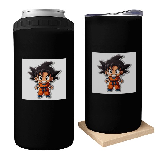 Goku Sticker Happy Bold Colors art toy style Can Coolers