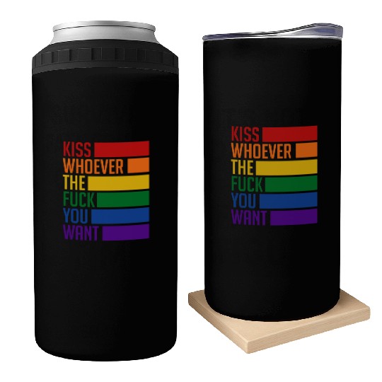 LGBTQ Kiss Who You Want Rainbow Can Coolers