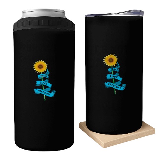 Sunflower Peace love freedom Can Coolers