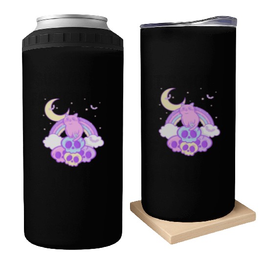 Pastel Goth Cat Skull Lover Cute Gothic Yami Can Coolers
