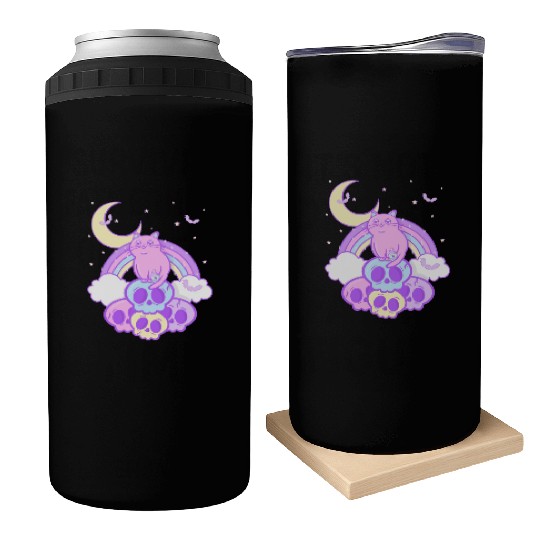 Pastel Goth Cat Skull Lover Cute Gothic Yami Can Coolers