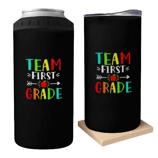Team First Grade Student Teacher Team Funny Back Can Coolers
