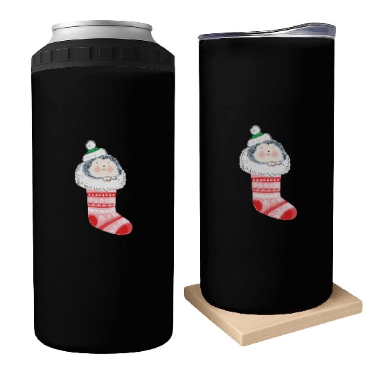 Holly Jolly Hedgehog Can Coolers
