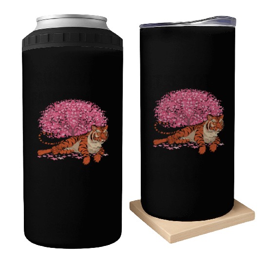 Cherry Blossom Tree Predator Gift Sakura Tiger Can Coolers