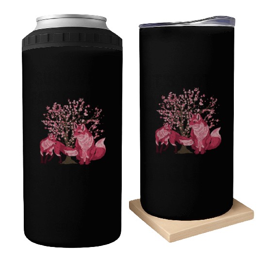 Cherry blossom tree forest animal gift sakura fox Can Coolers