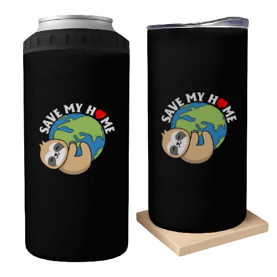 Save My Home Cute Sloth Lover Save Environment Can Coolers