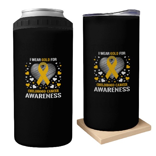 I Wear Childhood Cancer Awareness Supporter Ribbon Can Coolers