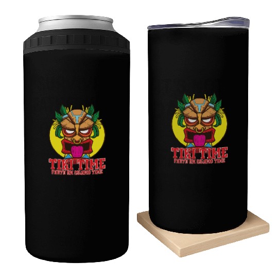 Tiki Mask Hawaiian Decor Luau Party South Pacific Can Coolers