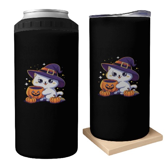 Cute Cat Halloween 3 Can Coolers