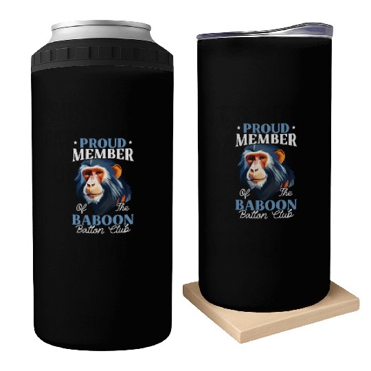 Baboon Monkey Lover Wildlife Animal Zookeeper Can Coolers