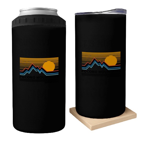 Pocono Mountains Pennsylvania Vintage Retro Hiking Can Coolers