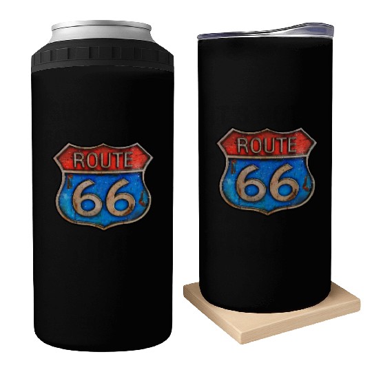 Route 66 vintage sign - Rusty metal Can Coolers