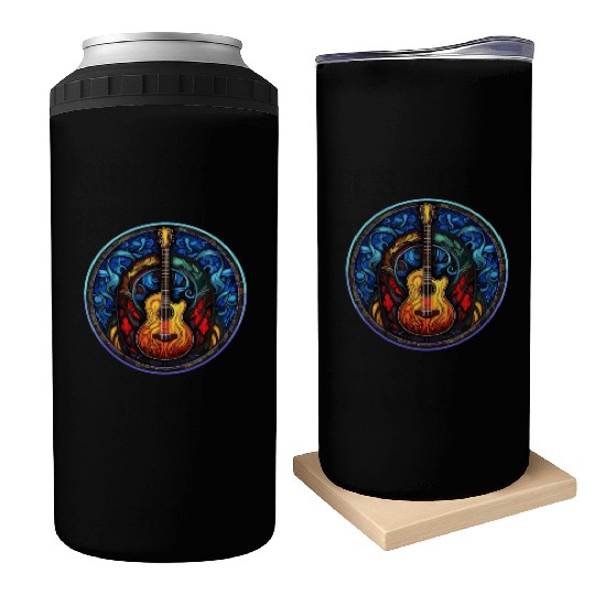 Stylish and Trendy Guitar - Artistic Stained Glass Can Coolers