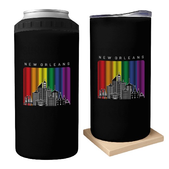 New Orleans Louisiana Rainbow Flag LGBT Pride Can Coolers