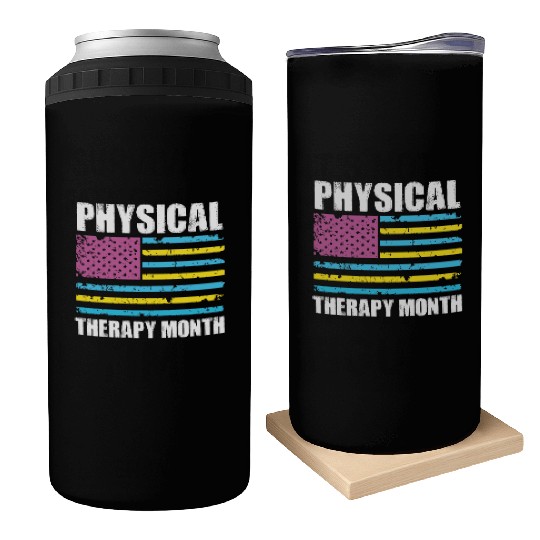 USA Flag PT PTA Physical Therapy Gift Physical Can Coolers