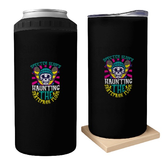 Spooky Horror Skateboarder Halloween Skateboarding Can Coolers