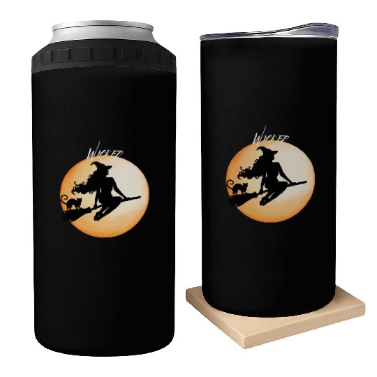 Wicked Cat Witch Funny Halloween Witch Can Coolers