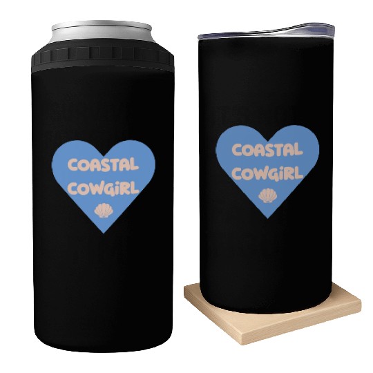 Coastal Cowgirl blue heart Can Coolers