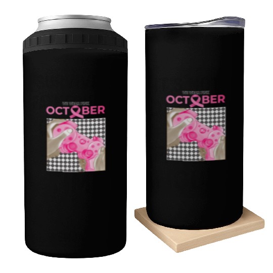 In October We Wear Pink Breast Cancer Can Coolers