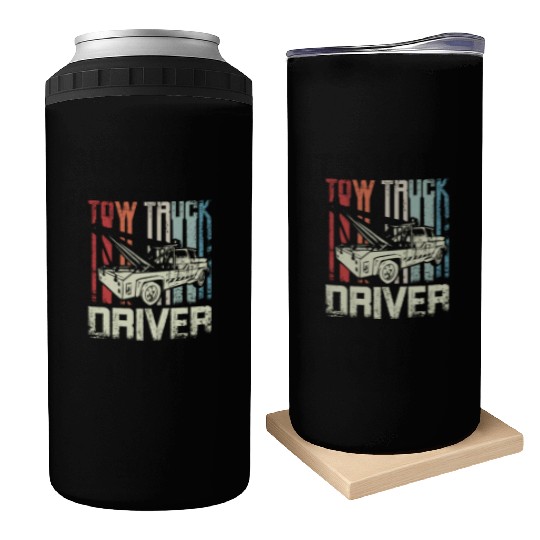 Cool Retro Vintage Tow truck Driver Can Coolers