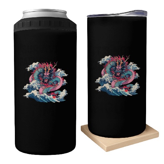 Tokyo Asia 80s Japanese Retro Dragon Dragon Can Coolers