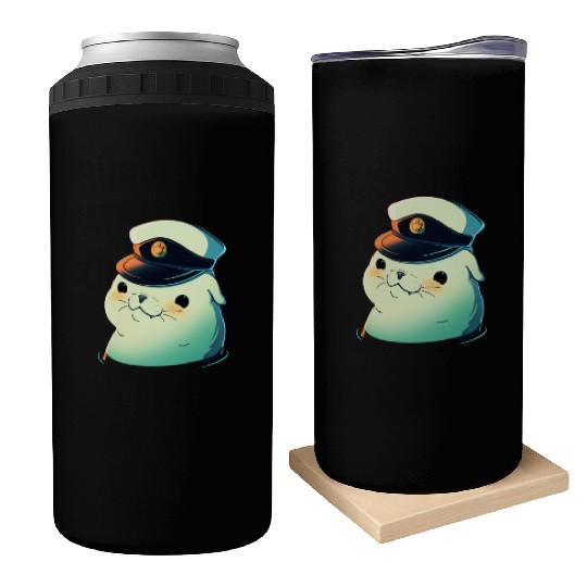 Seal Sailor Cap Boat Captain Cap Boating Seal Can Coolers