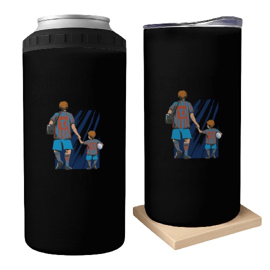 Father And Son Soccer Fans Can Coolers