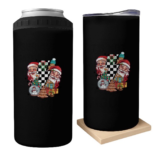 Retro Christmas, Santa, Groovy, Disco Ball, Frosty Can Coolers