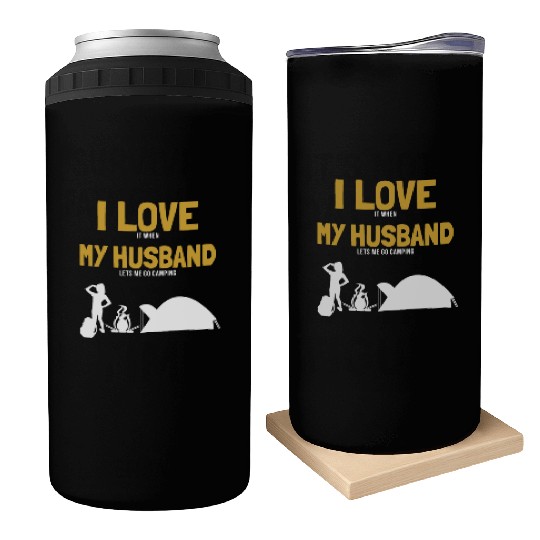 I love my Husband Camping Campgrounds Glamping Can Coolers
