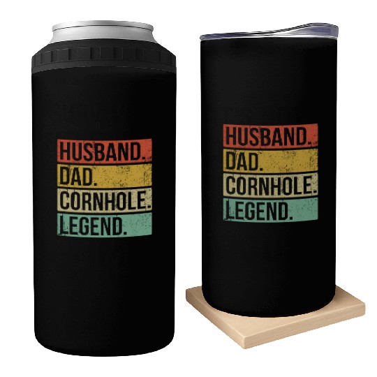 Cornhole Vintage Husband Dad Legend Can Coolers