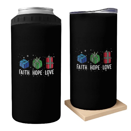 Faith Hope Love Religious Family Christmas Can Coolers