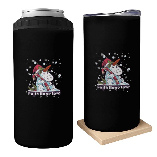 Faith Hope Love Religious Family Christmas Can Coolers