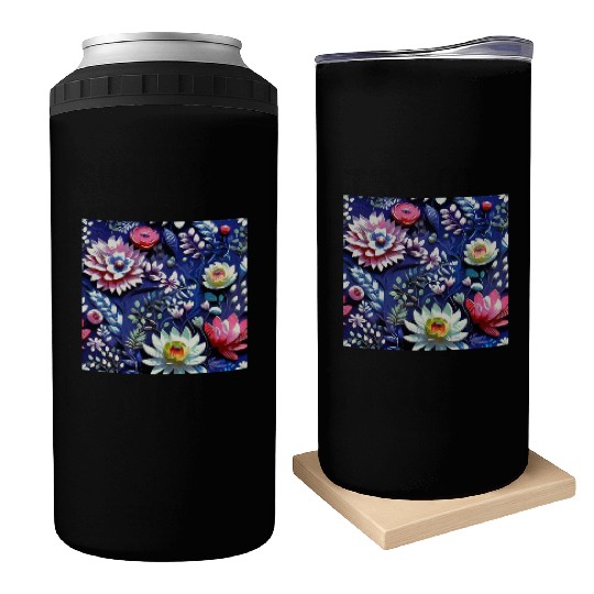 Midnight Floralscape Can Coolers
