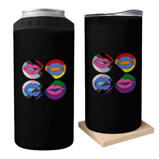 LGBTQ Gay Rainbow Progress Pride Flag Lips Can Coolers