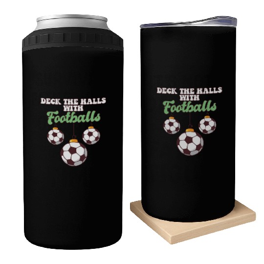 Football Player Coach Christmas Balls Deck The Can Coolers