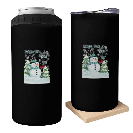 Funny Cranky Snowman Can Coolers