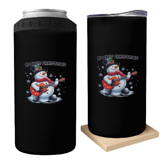 Merry Rockin' Christmas Snowman Can Coolers