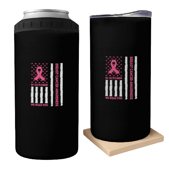 In October We Wear Pink Breast Cancer Awareness Can Coolers