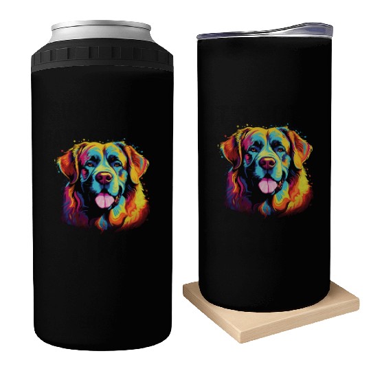 Watercolor Colorful Great Pyrenees Can Coolers