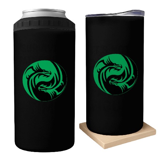 tow Dragonball in circle green and black Can Coolers