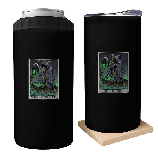 The Hermit Tarot Card Gothic Halloween Grim Reaper Can Coolers