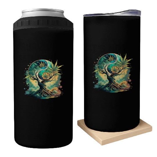 Tree Of Life Yin Yang Water Color Can Coolers