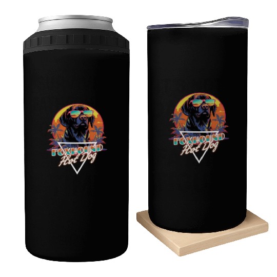 Retro Wave Foxhound Hot Dog Can Coolers