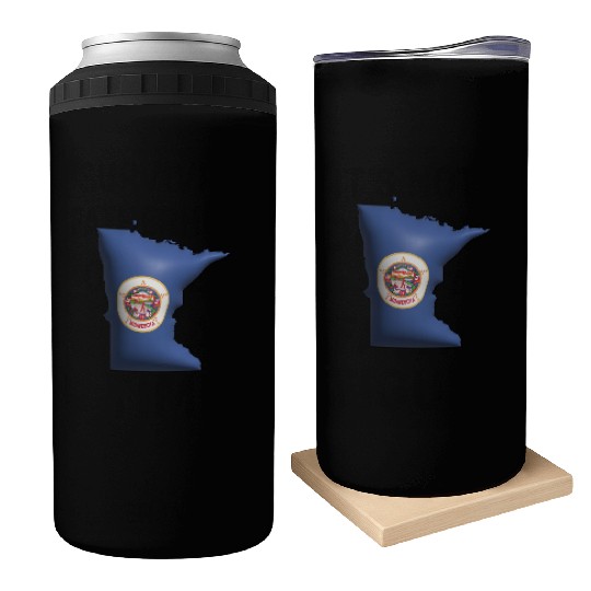 Minnesota - 3D Flag Map Can Coolers