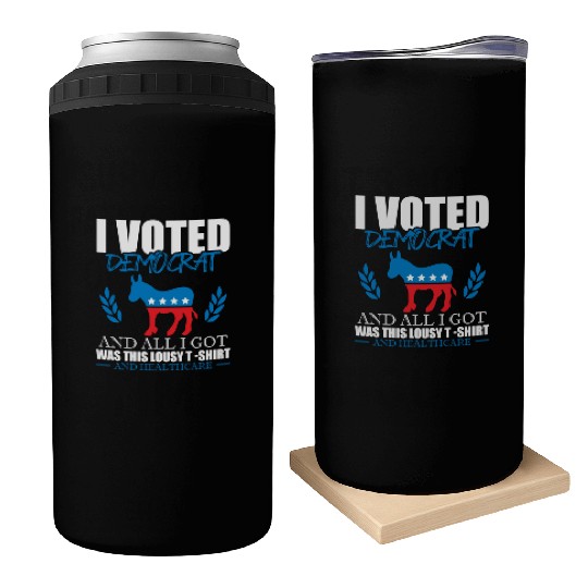 I Voted Democrat American Donkey Joke Voter Vote Can Coolers