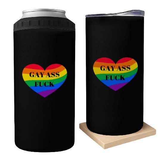 Rainbow Heart Gay Can Coolers