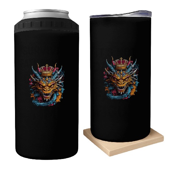 Dragon Majesty Intricate Dragon Face and Crown Can Coolers